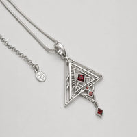 Silver Pyramids Eye Geometric Necklace