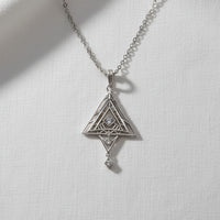 Silver Pyramids Eye Geometric Necklace