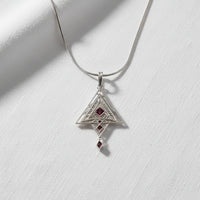 Silver Pyramids Eye Geometric Necklace