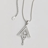 Silver Pyramids Eye Geometric Necklace