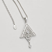 Silver Pyramids Eye Geometric Necklace