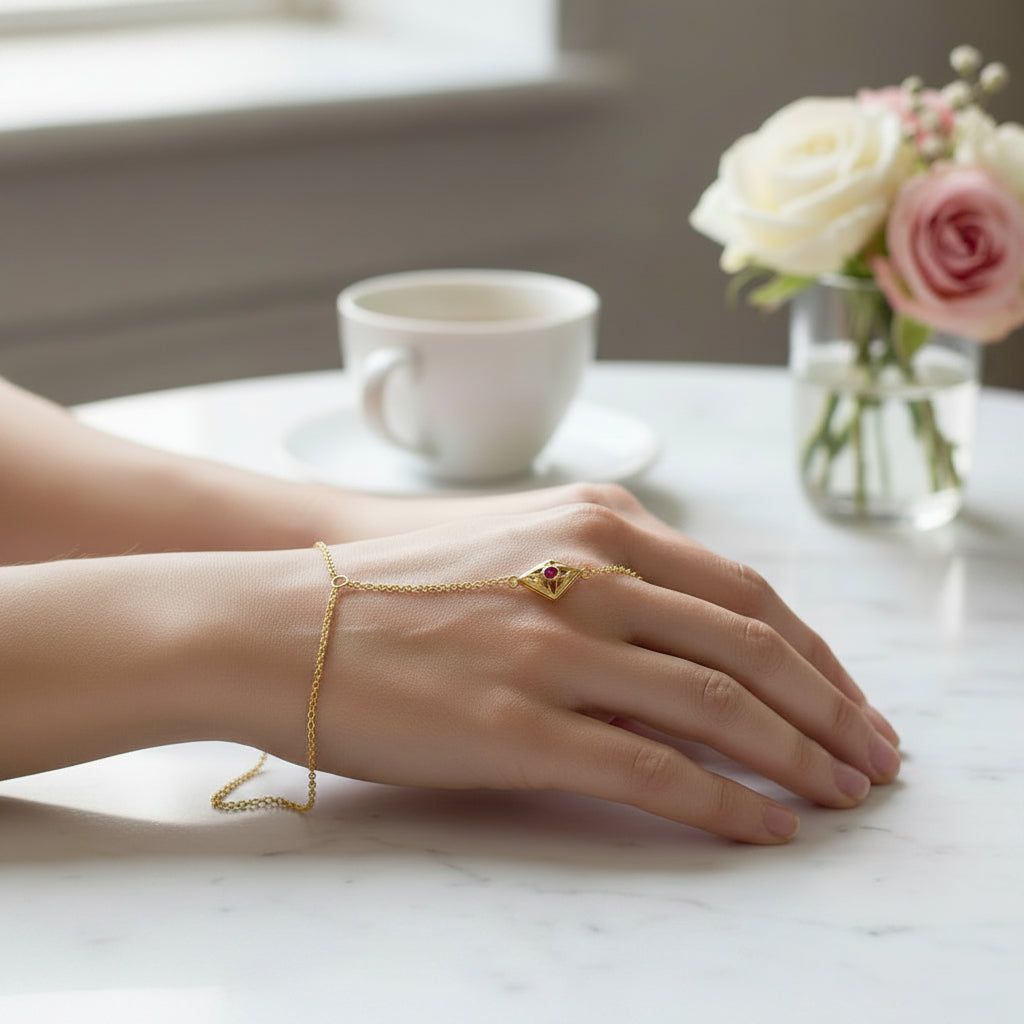 Gold Plated 18k Iconic Eye Full Hand Bracelet
