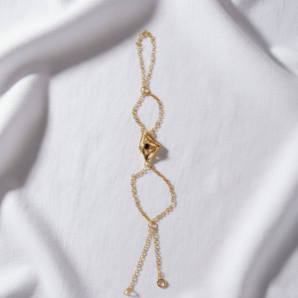 Gold Plated 18k Iconic Eye Full Hand Bracelet