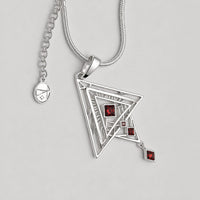 Silver Pyramids Eye Geometric Necklace